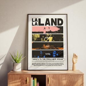 Póster de La La Land / Póster de la película La La Land / Póster minimalista retro / Arte mural de películas / Impresión de Ryan Gosling y Emma Stone