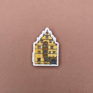 Sticker House of Heads - aquarelkunst - historisch gebouw in Frankrijk - Colmar Frankrijk - Franse architectuur - matte vinylsticker