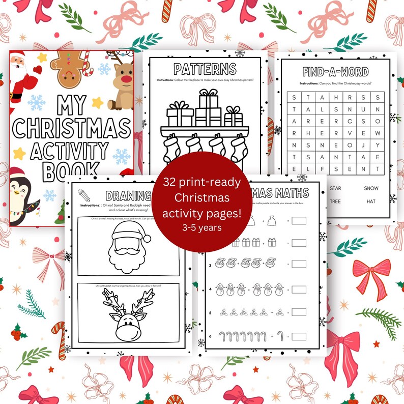 Printable Christmas Activity Sheets, Instant Download, Children’s — free download