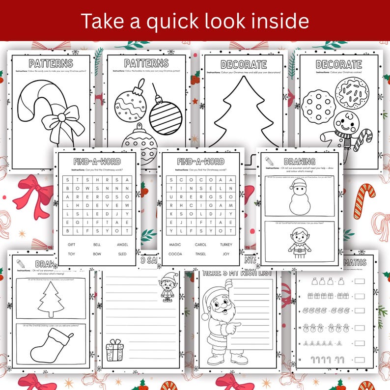 Printable Christmas Activity Sheets, Instant Download, Children’s — free download