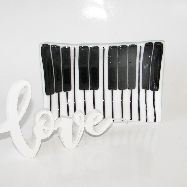 Piano Keyboard Fused Glass Dish // Trinket // Candy // Soap // Small // Gift // Teacher // Music // Musician //  Organ // Fathers Day //Cute