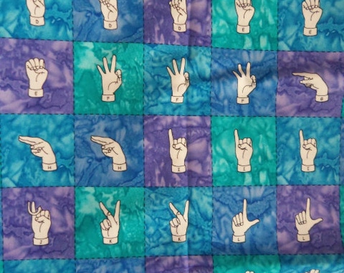 Sign Language Fabric ASL SEE Out of Print Etsy