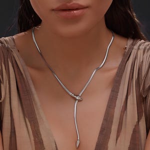 Gold or Silver Snake Choker Necklace – Y Lariat Serpent Chain, Adjustable Statement Jewelry, Gift for her