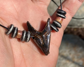 Ceramic Fox totem necklace primitive necklace