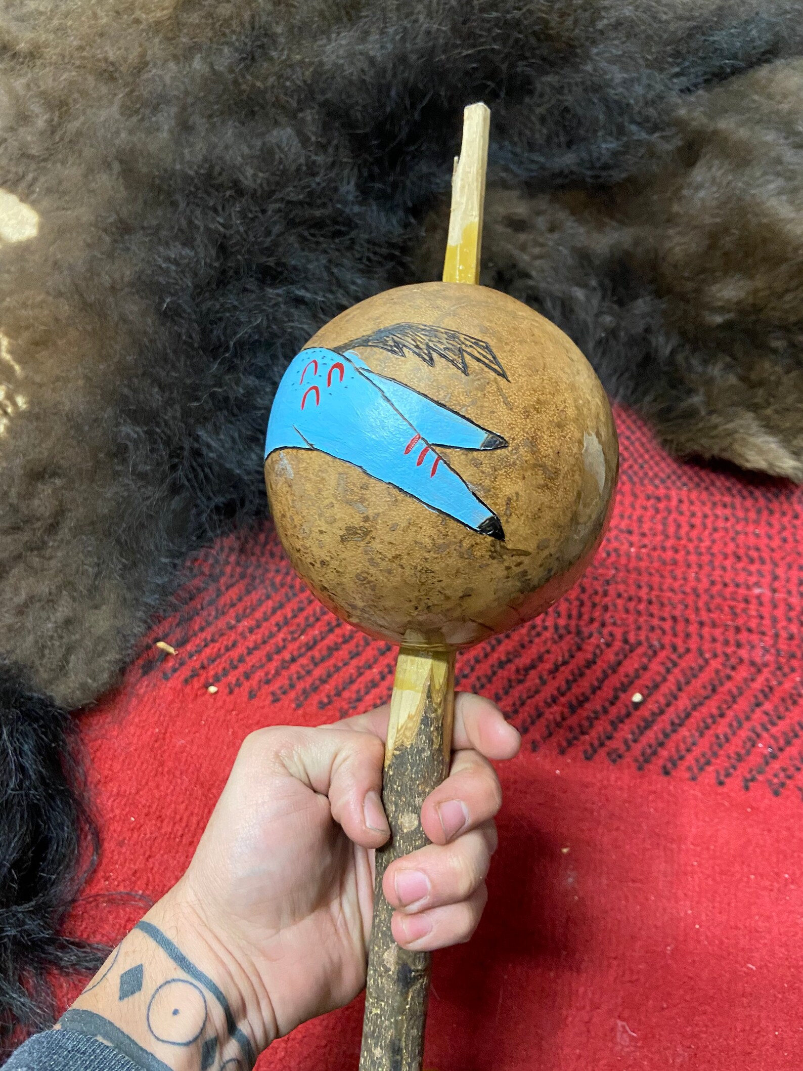 Native gourd rattle horse rattle native made Etsy