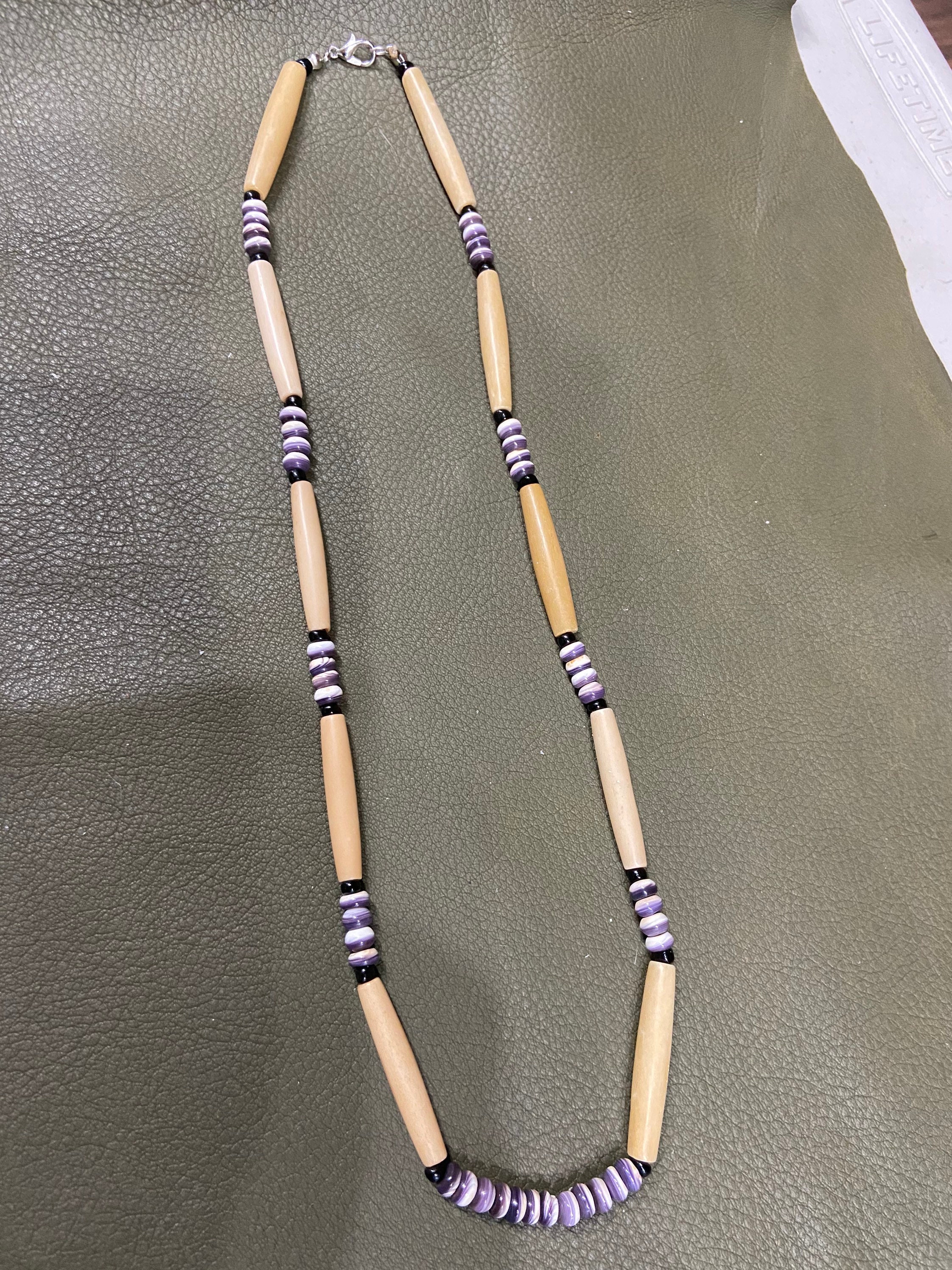 Wampum bead necklace deals