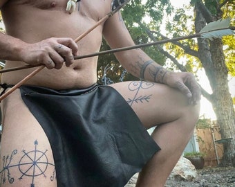 Deerskin Loincloth commercial tanned buckskin Paleolithic Tarzan Black