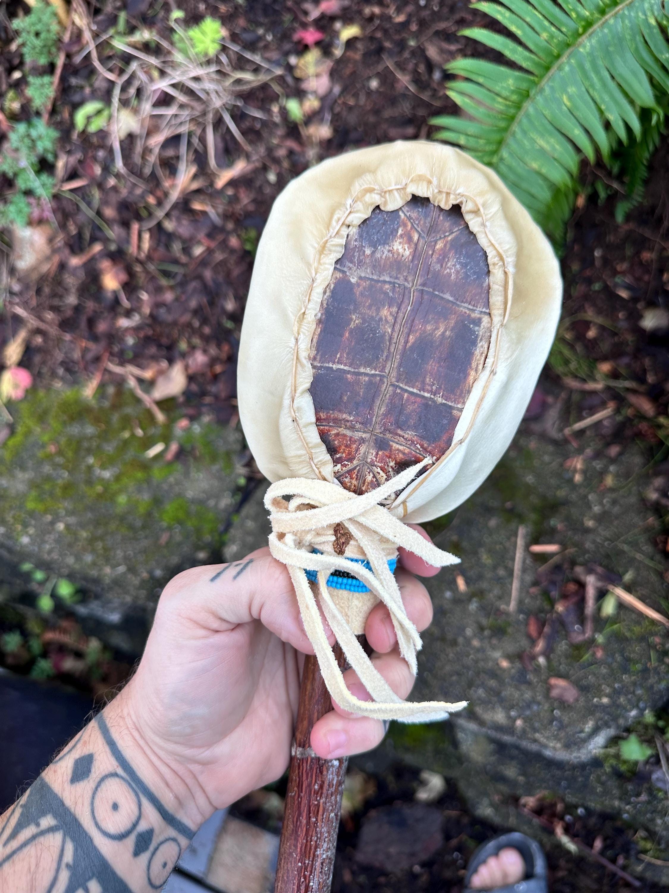 Indigenous Turtle Rattle Native American Cherokee Turtle Rattle, Beaded Buckskin - Etsy