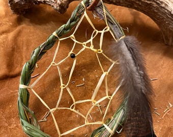 NATIVE MADE Dreamcatcher large sweetgrass dreamcatcher   certificate of authenticity