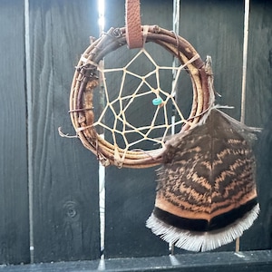 NATIVE MADE Dreamcatcher 2&quot; Certificate of authenticity turquoise color bead