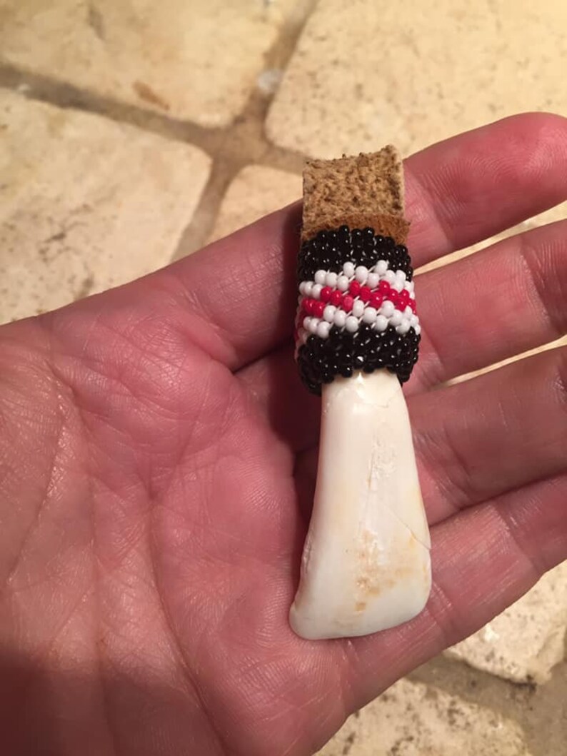 Native American Beaded buffalo tooth pendant Native made | Etsy