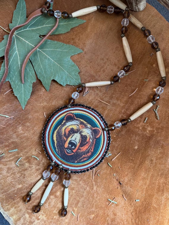 Bear Medallion Beadwork Native American Made - Etsy