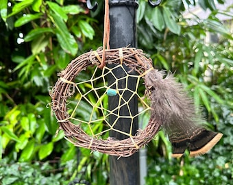 NATIVE MADE Dreamcatcher authentic turquoise stone bead with  certificate of authenticity large 6”