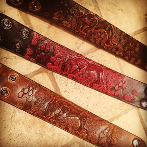 Viking custom leather tooled Bracelet WOLF One per purchase