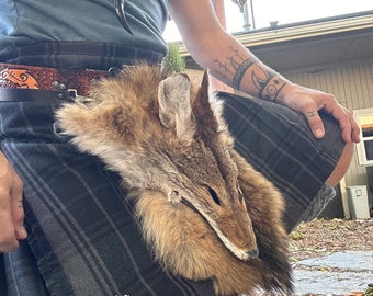 Mask sporran coyote traditional scottish kilt accessory