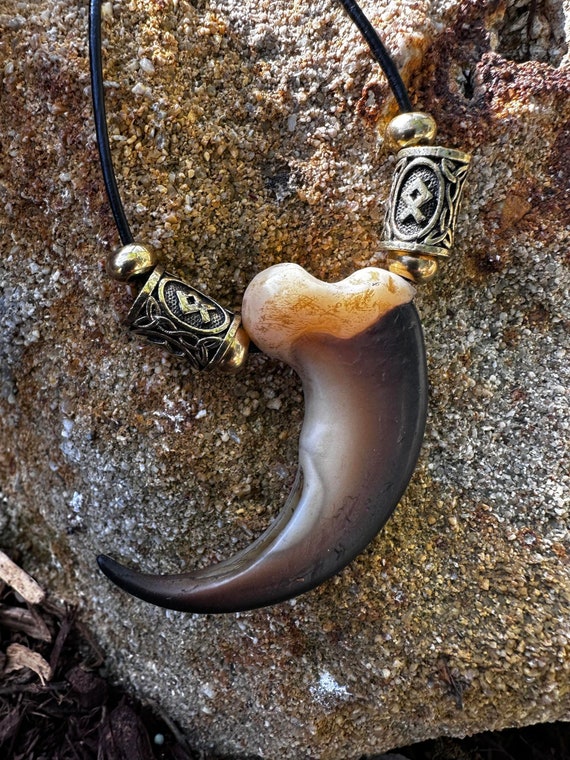 【BLACKPURPLE】25SS★ Vintage bear necklace Norse Replica Black Bear Claw Necklace Native American Made