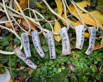 Custom Engraved deer antler necklace Norse runes