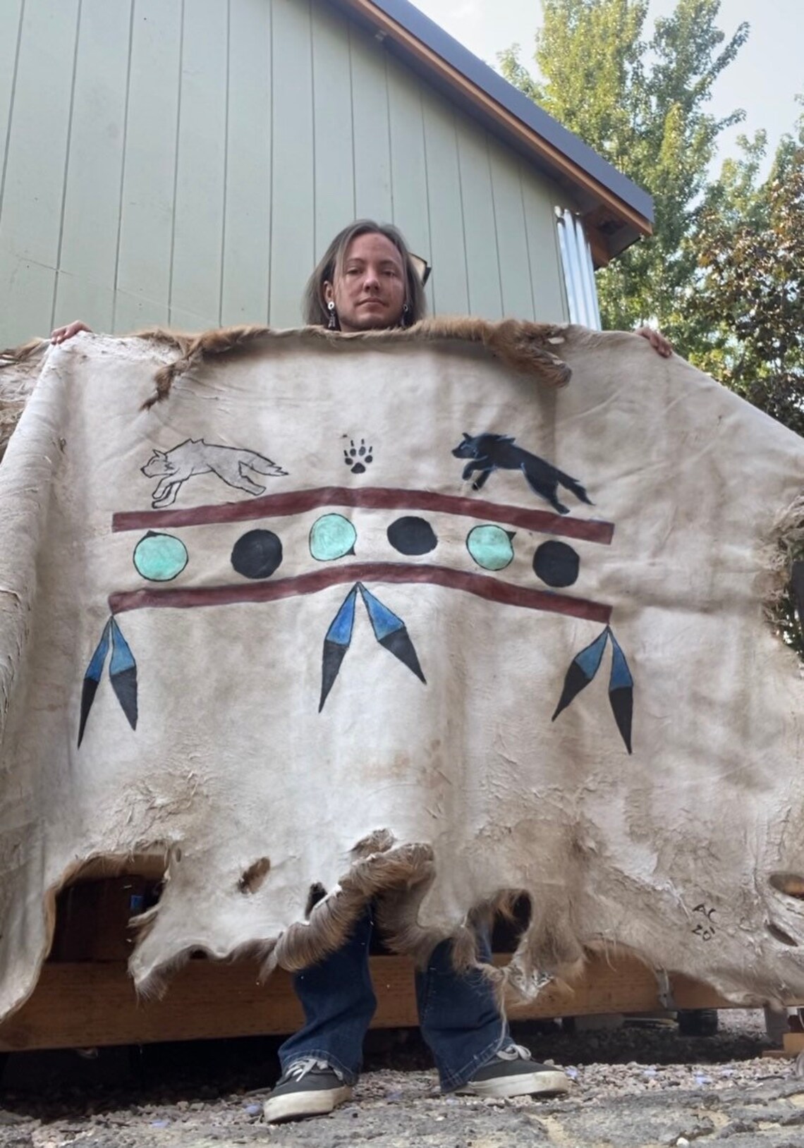Painted Elk hide robe Native American Made Traditional Earth Etsy