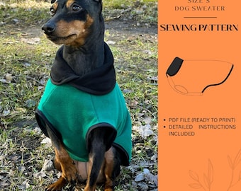 Dog Coat Sewing Pattern, Size S (PDF Pattern) DIY Pet Clothing