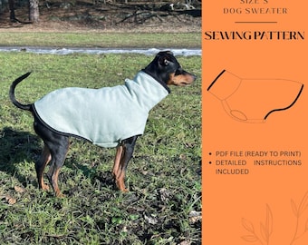 Dog Sweater/Jumper Sewing Pattern, Size S (PDF Pattern) DIY Pet Clothing