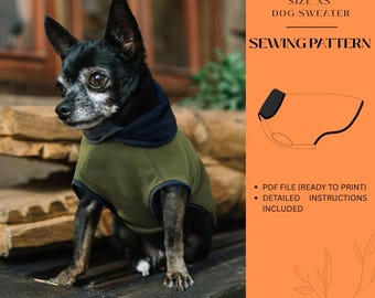 Dog Coat Sewing Pattern, Size XS (PDF Pattern) DIY Pet Clothing
