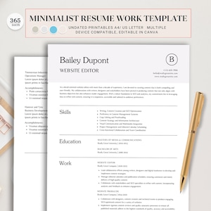 Currículum minimalista simple con monogramas/Diseño de CV moderno y profesional/Currículum editable para solicitudes de empleo/Descarga instantánea