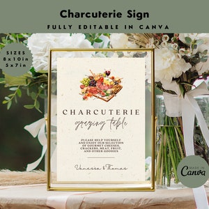 Charcuterie Sign | Grazing Table Sign | Shower | Wedding | Reception Sign | Party | Event | Editable Sign | 8x10in & 5x7in | CANVA