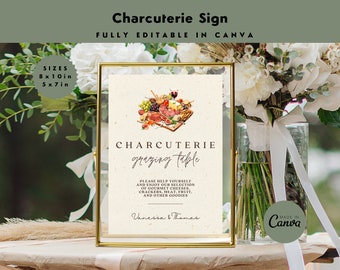 Charcuterie Sign | Grazing Table Sign | Shower | Wedding | Reception Sign | Party | Event | Editable Sign | 8x10in & 5x7in | CANVA