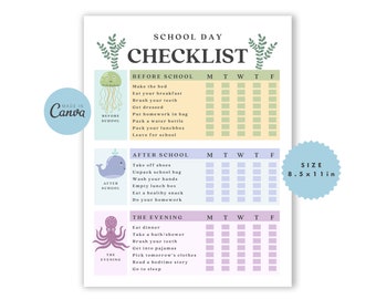 Editable Kids Chore Charts | School Day Checklist | School Routine | After School | Printable & Customizable | Kids Responsibility Chart