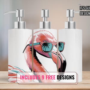Flamingo Soap Dispenser Sublimation Wrap Sublimation Soap Dispenser Designs Soap Dispenser Sublimation Design Flamingo decor for bathroom