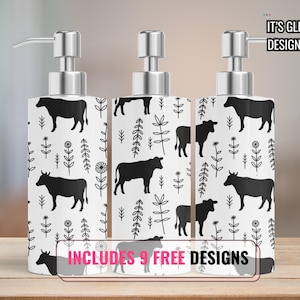 Dispenser di sapone a forma di mucca, design per dispenser di sapone a forma di sublimazione, dispenser di sapone a forma di fiore di campo, dispenser di sapone a forma di sublimazione png