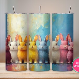 Emballage de verre de lapin de Pâques, verre de Pâques maigre 20 oz Design en sublimation PNG, joli papier de verre de Pâques, téléchargement numérique