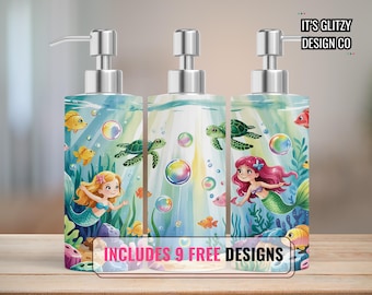 Kids Soap Dispenser Sublimation Wrap Hand Soap Dispenser Kids Bathroom Download soap dispenser designs png Mermaid bathroom decor