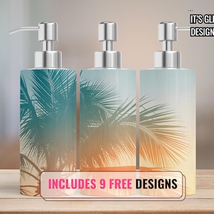 Beach Soap Dispenser Sublimation Wrap Sublimation Soap Dispenser Designs Soap Dispenser Sublimation Design Tropical soap dispenser png