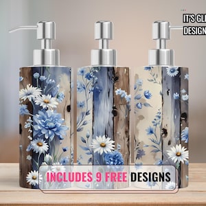 Blau Wildblumen Seifenspender Sublimation Wrap Sublimationsseifenspender Designs Seifenspender Sublimation Design Download Landhaus