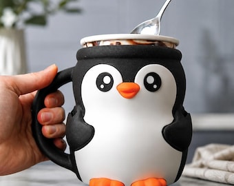 Pojemnik na lody Pebbles Penguin w kształcie kufla B-Grade, wydrukowany w 3D, z kosmetycznym znakiem