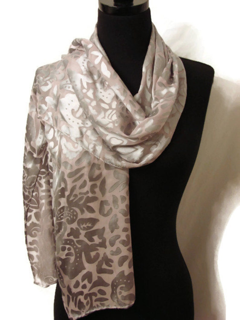 Delicate Lavender Floral Burnout Silk Scarf - Etsy