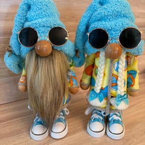 Beach Gnomes with Sunglasses - Handmade Summer Coastal Gnomes - Ocean Decor - Beach Decor - Coastal Shelf Sitter Gnome’s