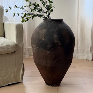 Extra Large Turkish Pottery Vessel – Turkish Terracotta Olive Jar  – Statement Floor Urn – Rustic Mediterranean Decor