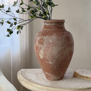 Vintage Anatolian Terracotta Vessel | Large Handleless Pot | Antique Earthenware Jar | Primitive Turkish Pottery Decor