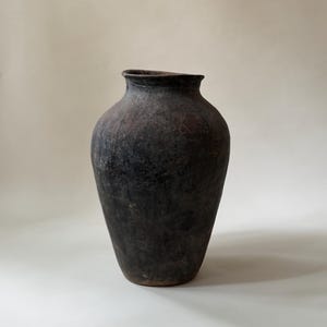 Antique Anatolian Terracotta Vessel | Overized Antique Uraltu Vase | Large 20” Black Clay Pot | Statement Vase | Floor Vase