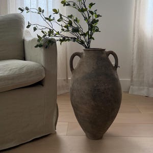 Antique Anatolian Terracotta Vessel | Overized Antique Uraltu Vase | Large Black Clay Pot | Statement Vase | Floor Vase