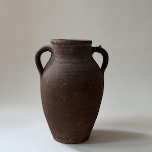 Vintage Turkish Konya Pot | Rare All Brown Anatolian Ceramic Vessel | Earth Tone Pottery | Brown Vintage Vase