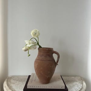 Small Vintage Avanos Vase – Turkish Terracotta Pottery – Rustic Mediterranean Ceramic Vessel – Wabi Sabi Home Decor