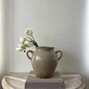 Rare Antique French Confit Pot, Looped Handle Grey French Crock, 19th Century French Country Pottery, Rustic Farmhouse Kitchen Decor, Decora