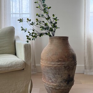 Extra Large Turkish Pottery Vessel – Turkish Terracotta Olive Jar  – Statement Floor Urn – Rustic Mediterranean Decor