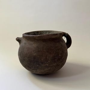 Antique Uraltu Pottery Vessel 1800s, Anatolian Turkish Clay Pot, Small Rustic Terracotta Pot, Vintage Brown Vase