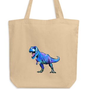 Colorful Dinosaur Tote Bag – Bold T-Rex Canvas Shopper | Reusable Eco Tote for Dino Lovers | Jurassic Gift for Adults & Kids