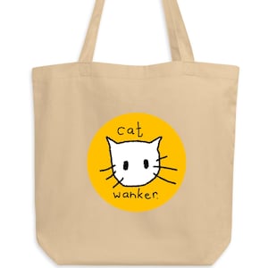 Draagtas grappige kat – milieuvriendelijke canvas &quot;Cat Wanker&quot; | Leuk kattenliefhebbercadeau | Sarcastische draagtas met dierenhumor | Herbruikbare boodschappentas, eco