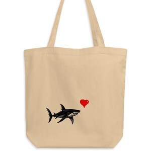 Shark sea design Organic cotton eco Shark Tote Bag Shark lover gift Shark lovers of Sharks Shark gift Shark shopping bag eco shark present